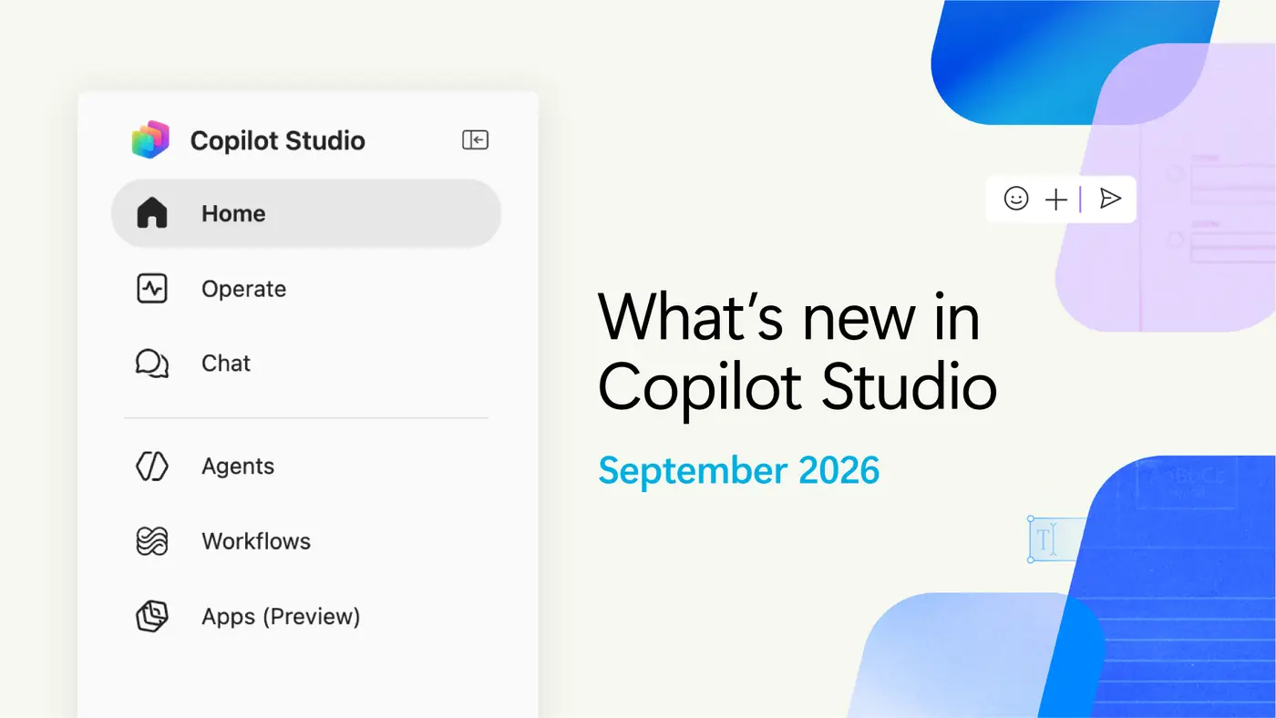Apps, Workflows, Agents 메뉴를 함께 보여주는 Microsoft Copilot Studio 업데이트 이미지