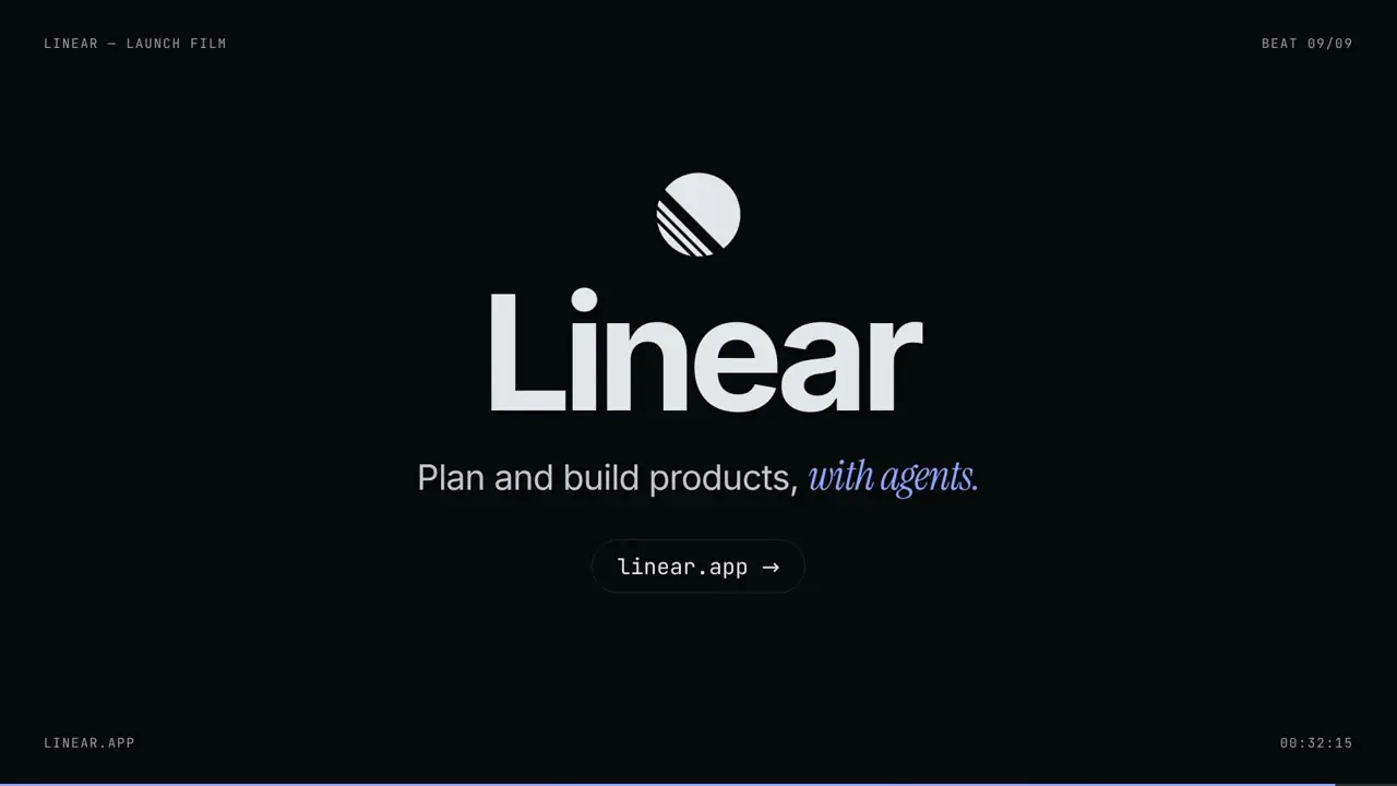 LaunchVideo가 Linear 홈페이지를 바탕으로 만든 소개 영상의 마지막 장면
